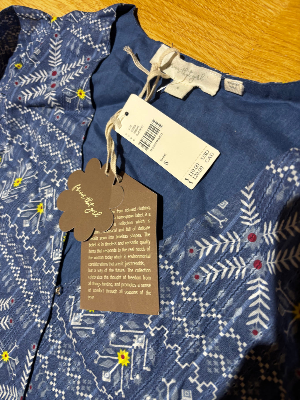 Anthropologie Blue Printed Peplum Blouse NWT ♡︎