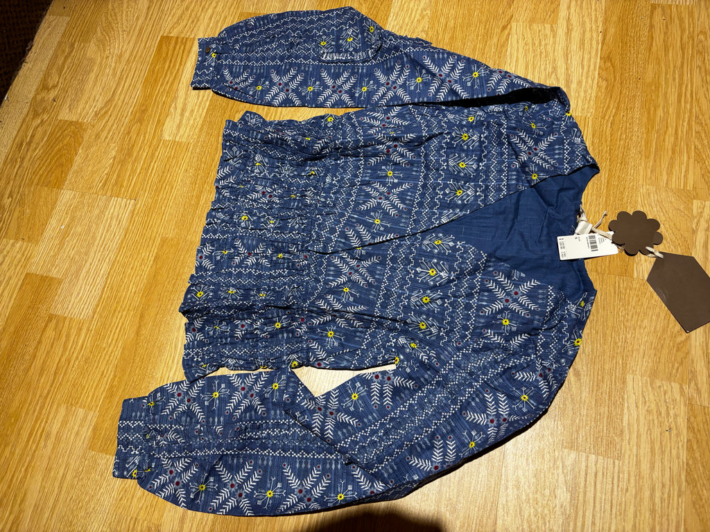 Anthropologie Blue Printed Peplum Blouse NWT ♡︎