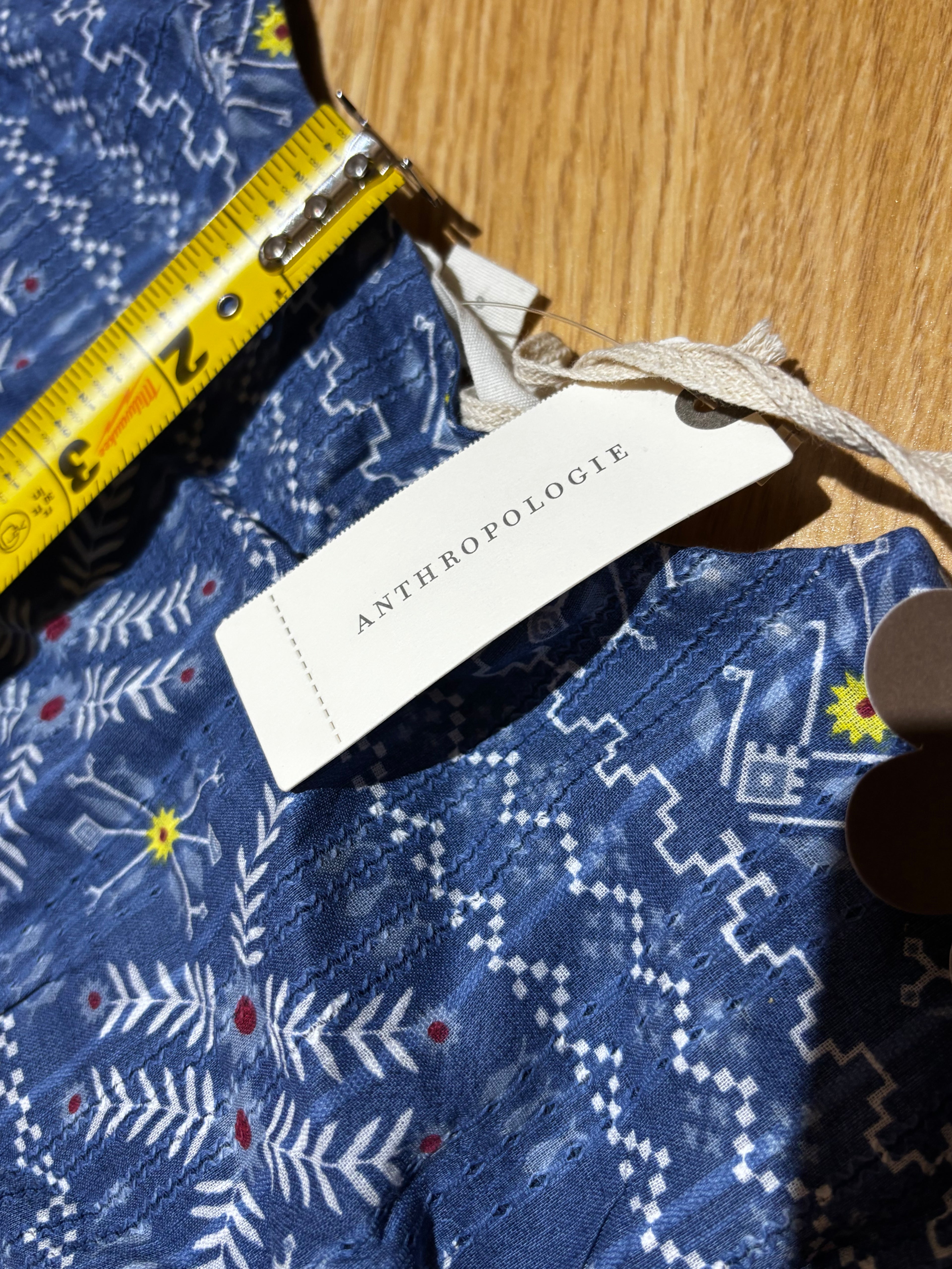 Anthropologie Blue Printed Peplum Blouse NWT ♡︎