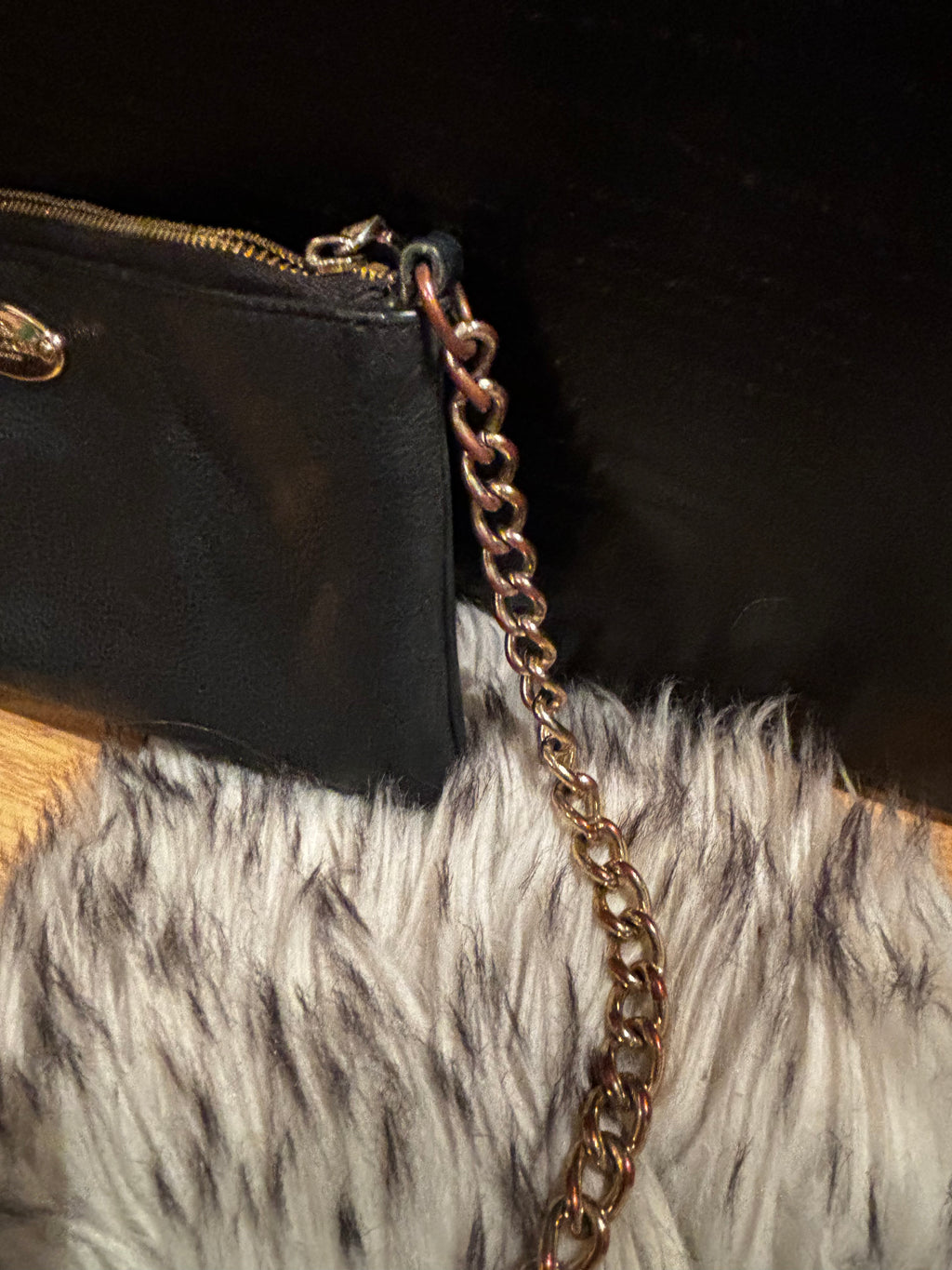 Pre Loved Coach Black Pebbled Leather Chain Crossbody ♡︎