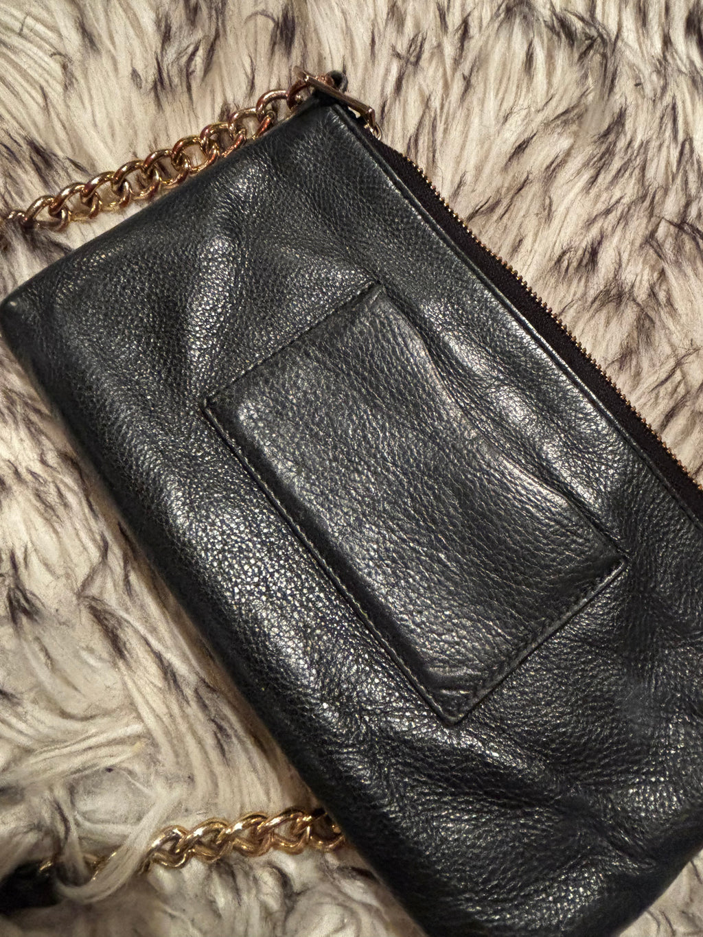 Pre Loved Coach Black Pebbled Leather Chain Crossbody ♡︎